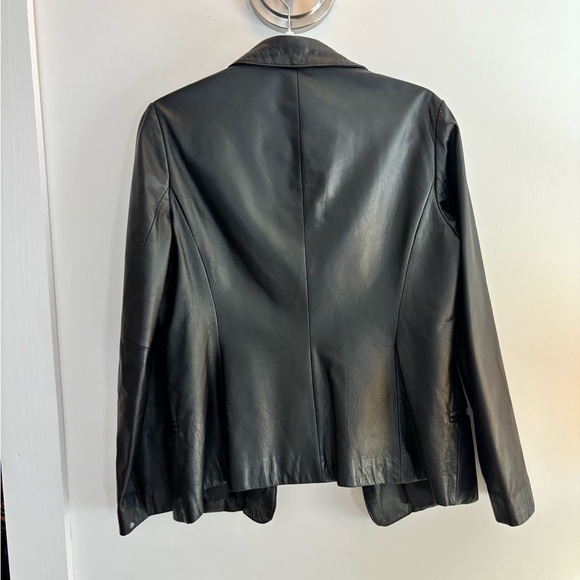 Nine West 100% Genuine Leather Black Blazer Jacket Women’s Size 8 (Medium) - Picture 5 of 8